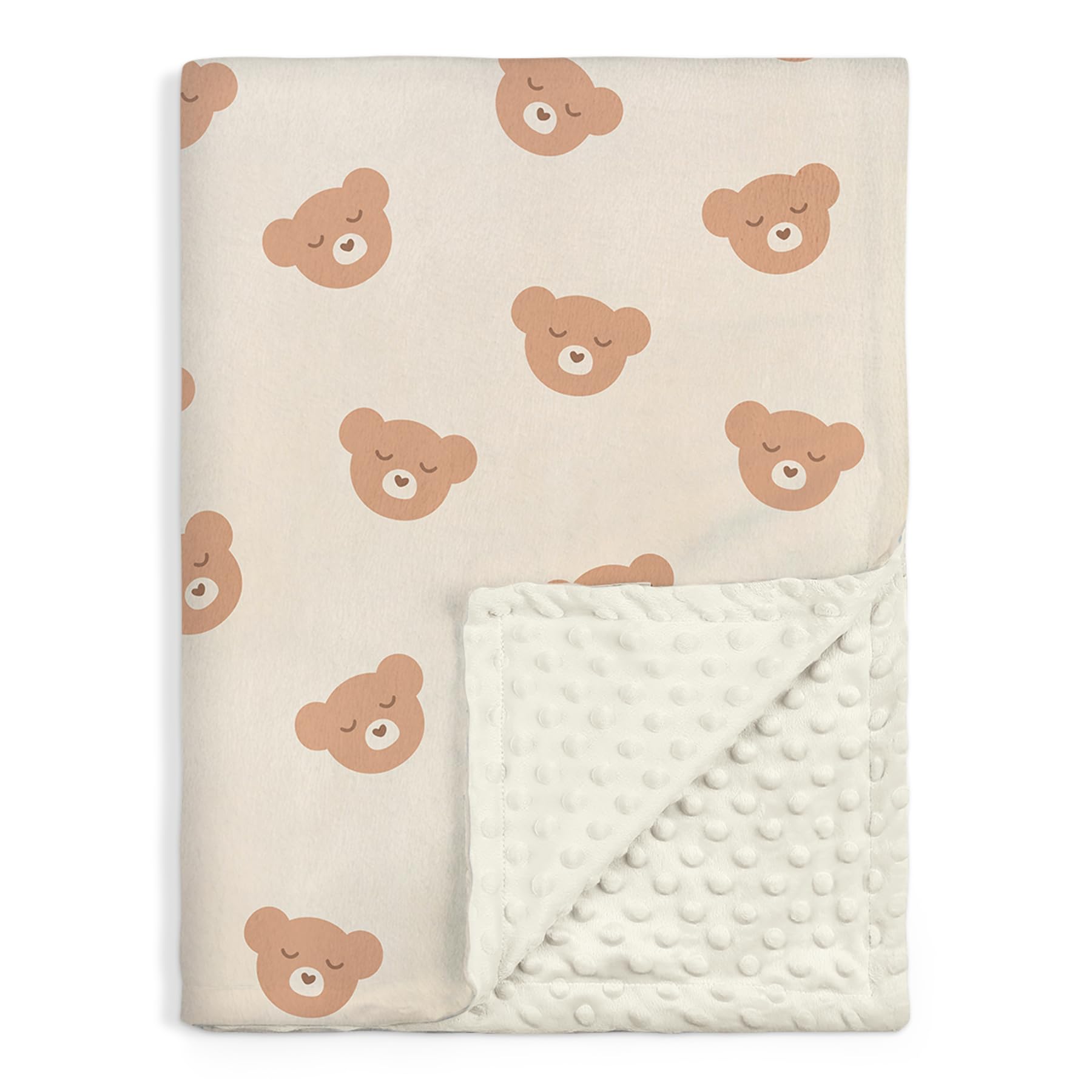 SANDJEST Bear Minky blanket front view shows plush softness for cozy naps