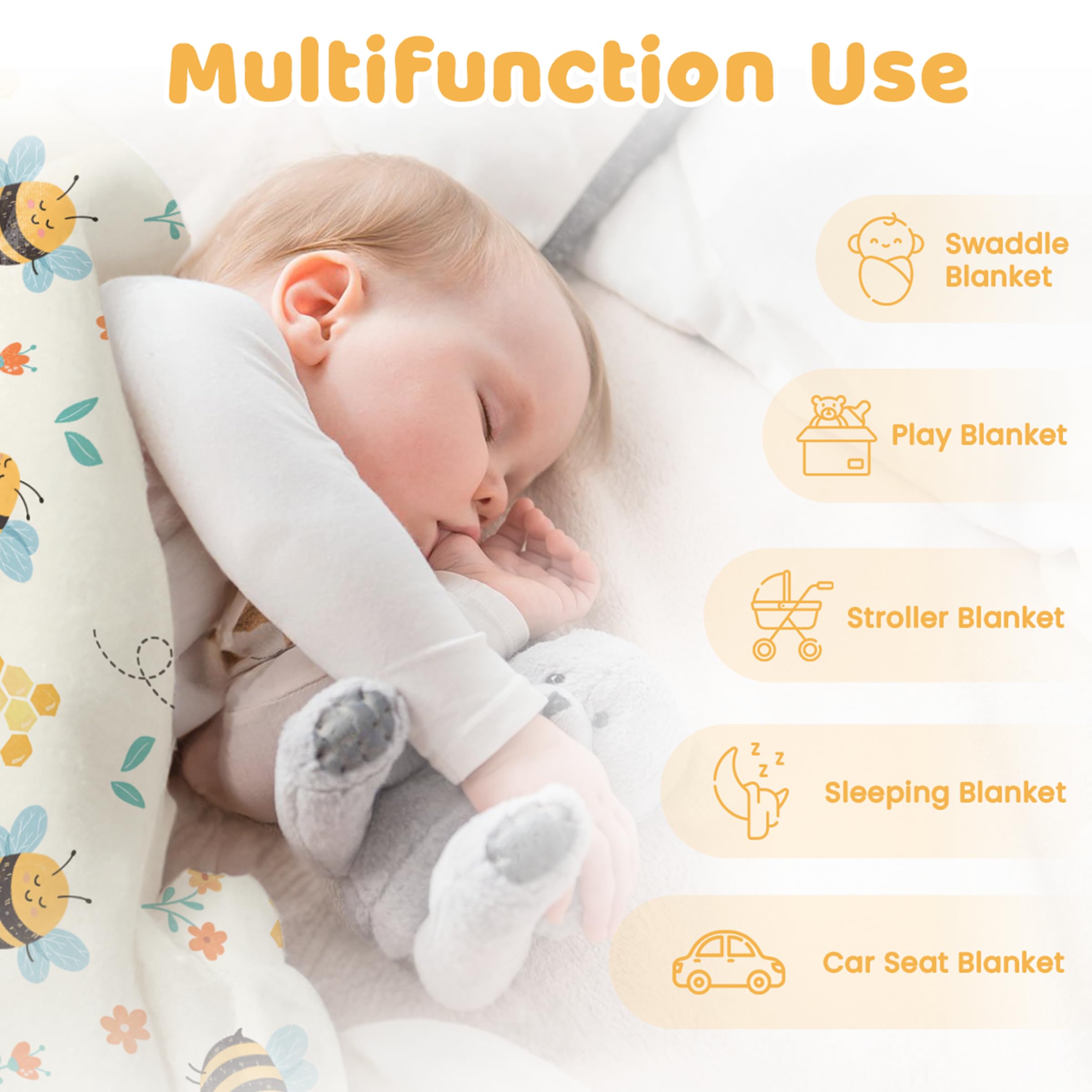 SANDJEST Bee Kid Blanket easy-care design is machine-washable for longevity.
