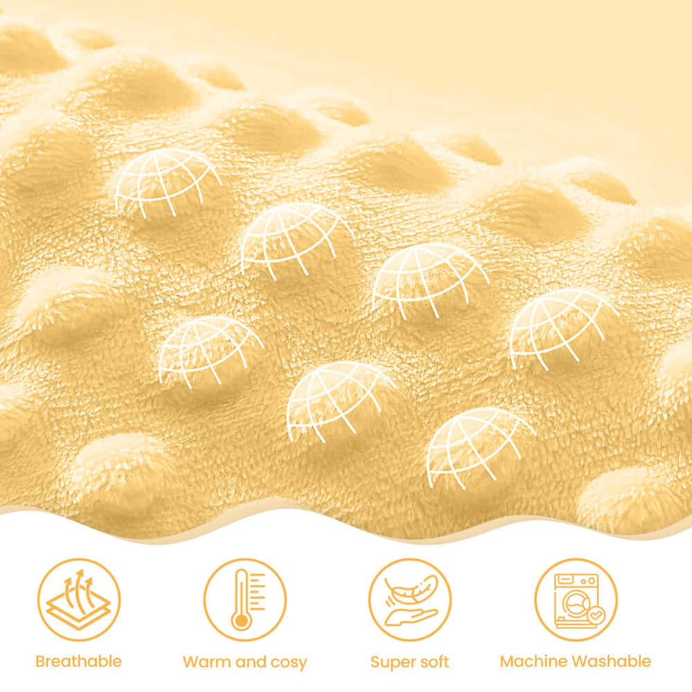 SANDJEST Bee Kid Blanket dotted backing provides gentle tactile contrast for kids.