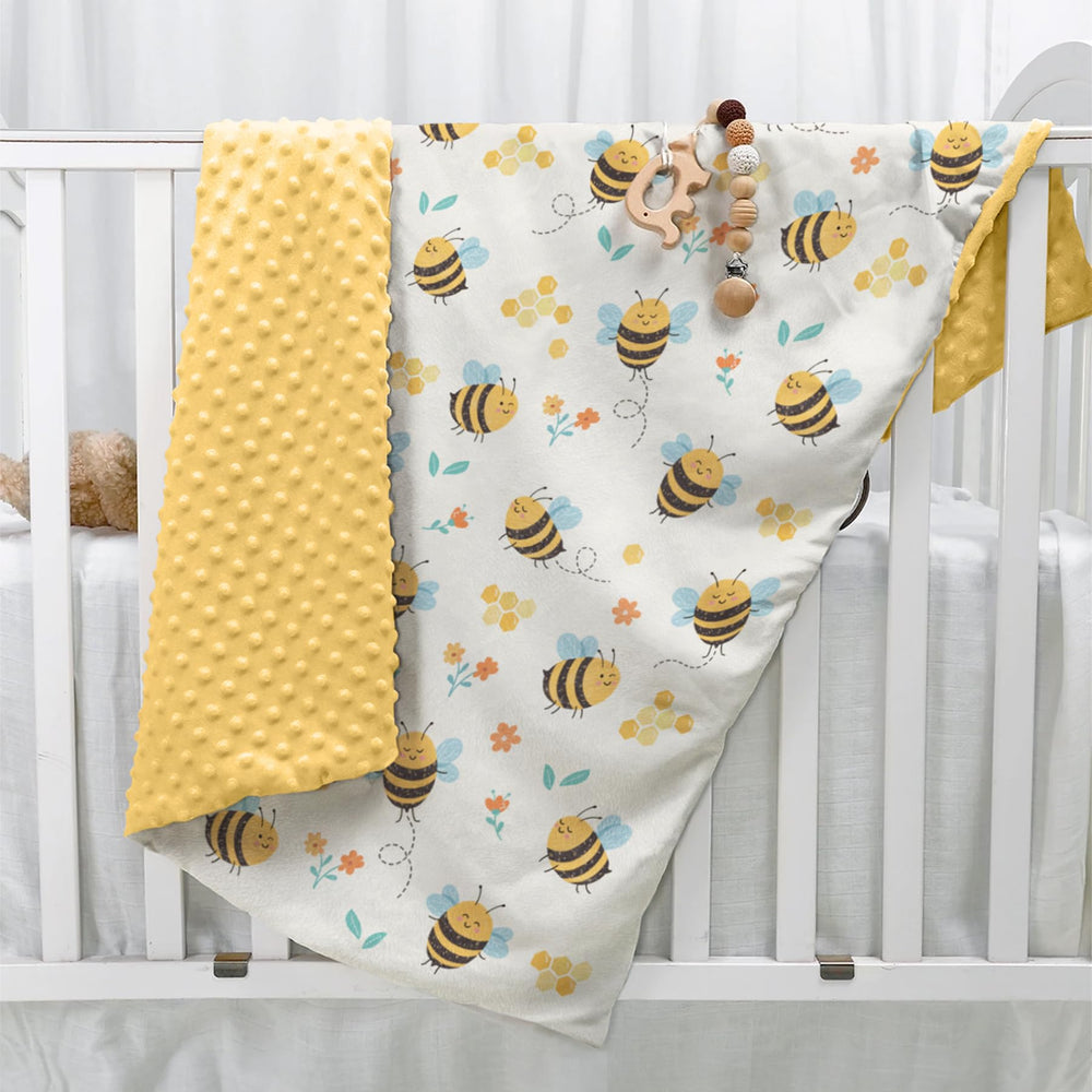 SANDJEST Bee Kid Blanket travel-friendly setup for on-the-go comfort.