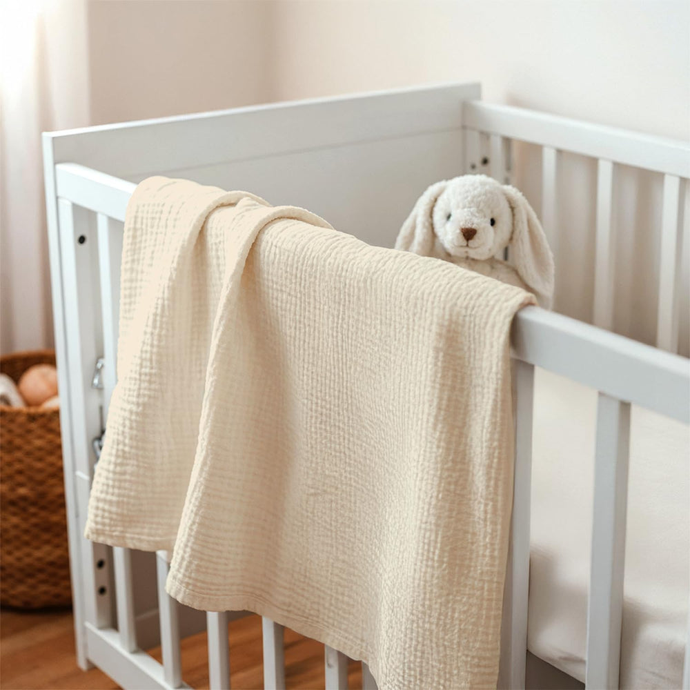 SANDJEST baby blanket beige can serve as nursing cover for discreet feedings
