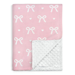 SANDJEST Bow Minky blanket front smooth surface for cozy sleep warmth