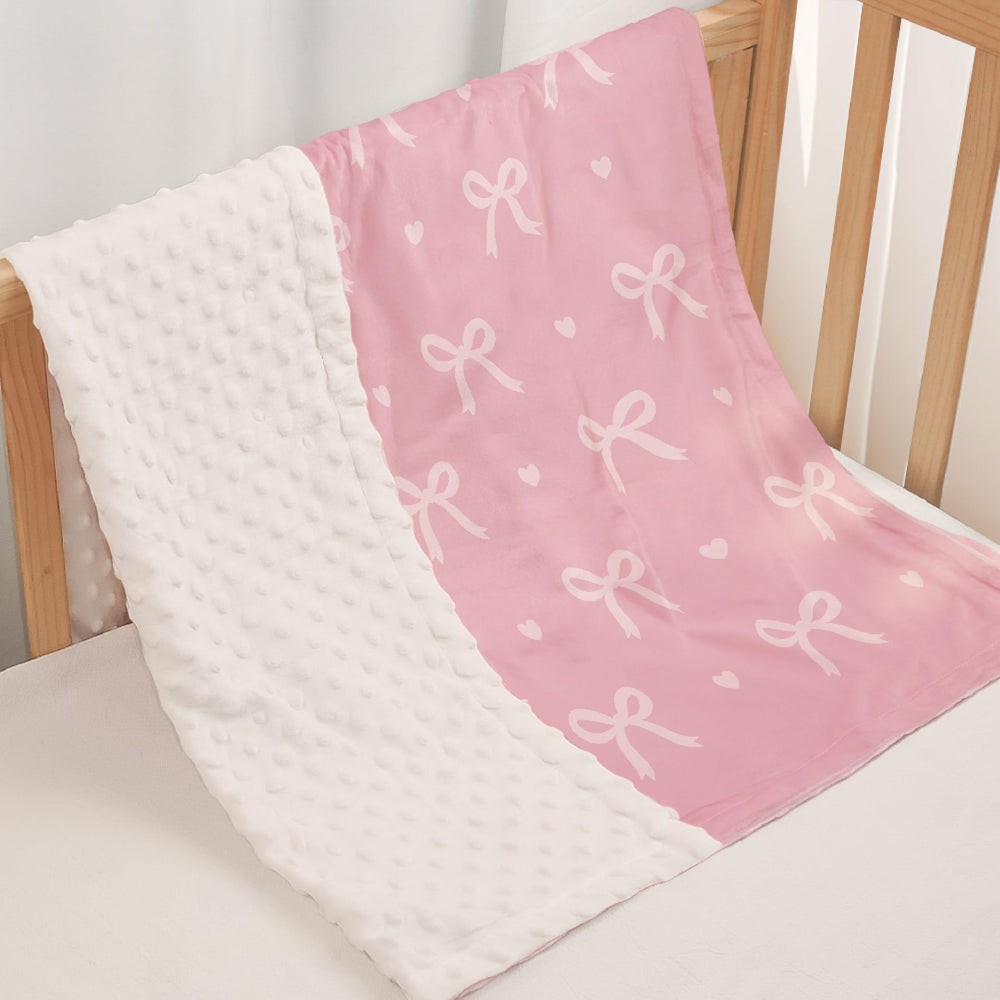 SANDJEST Bow Minky blanket in stroller provides on-the-go coverage and comfort