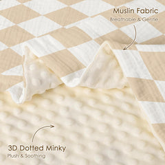 SANDJEST checkered baby blanket dotted back provides cozy warmth during stroller rides.