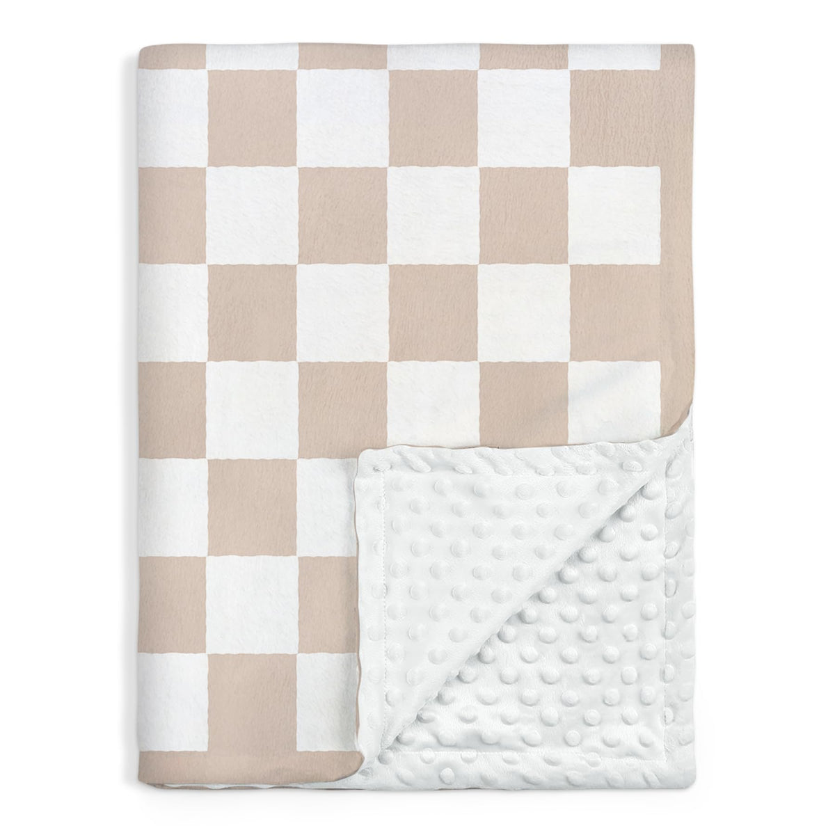 SANDJEST checkered minky blanket folded for cozy on-the-go warmth