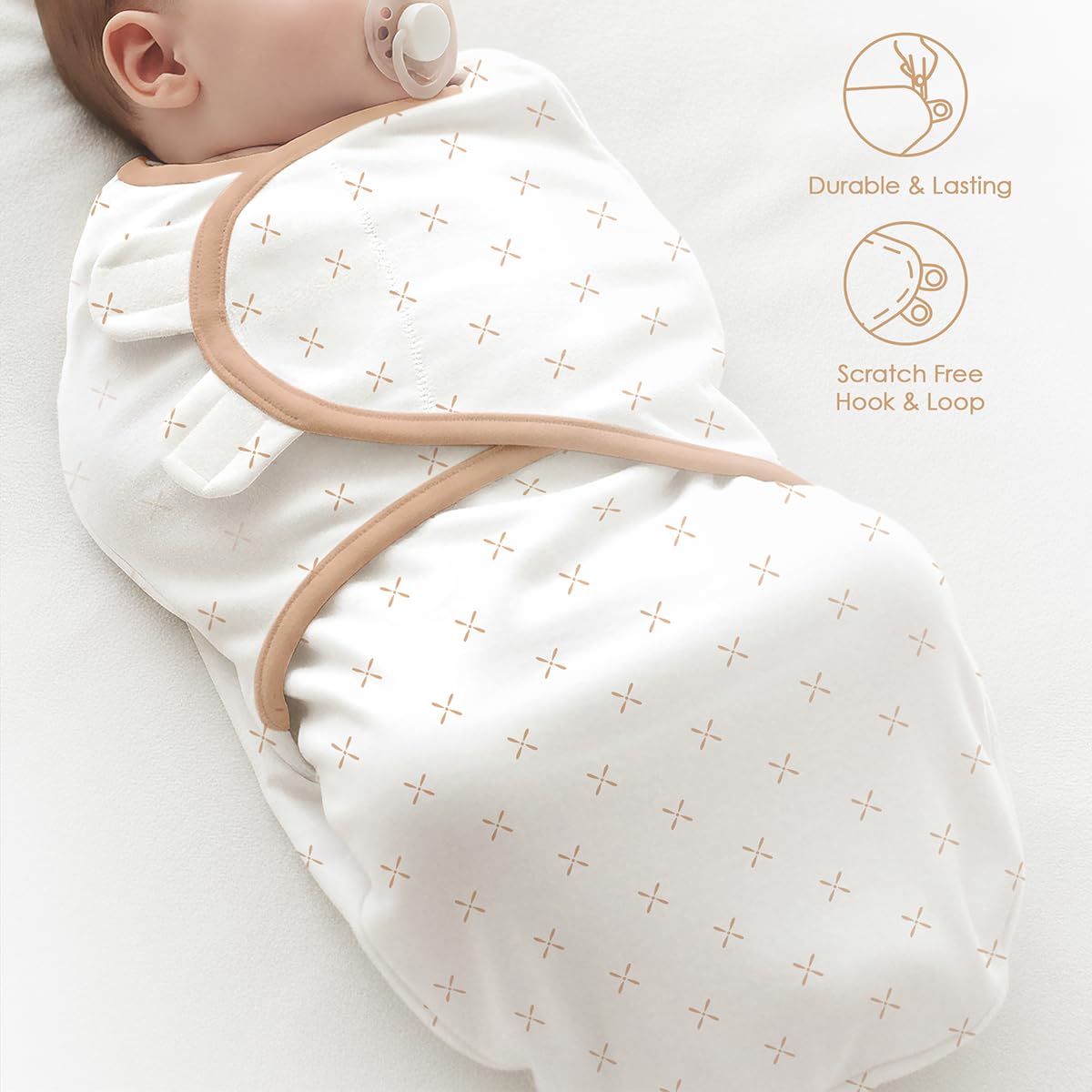SANDJEST cotton fabric swaddle feels soft on baby skin and daily comfort.