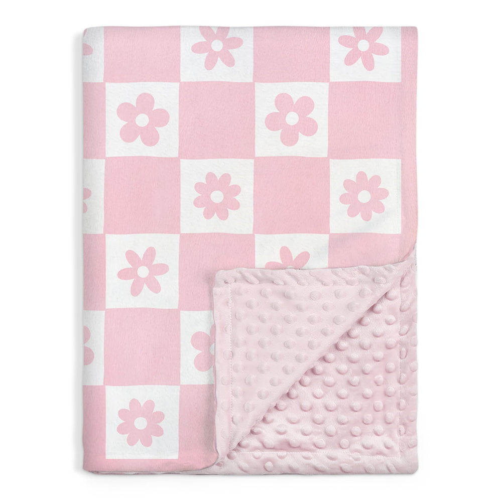 SANDJEST Daisy Minky blanket front view showing soft plush surface for cozy cuddles