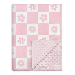 SANDJEST Daisy Minky blanket front view showing soft plush surface for cozy cuddles