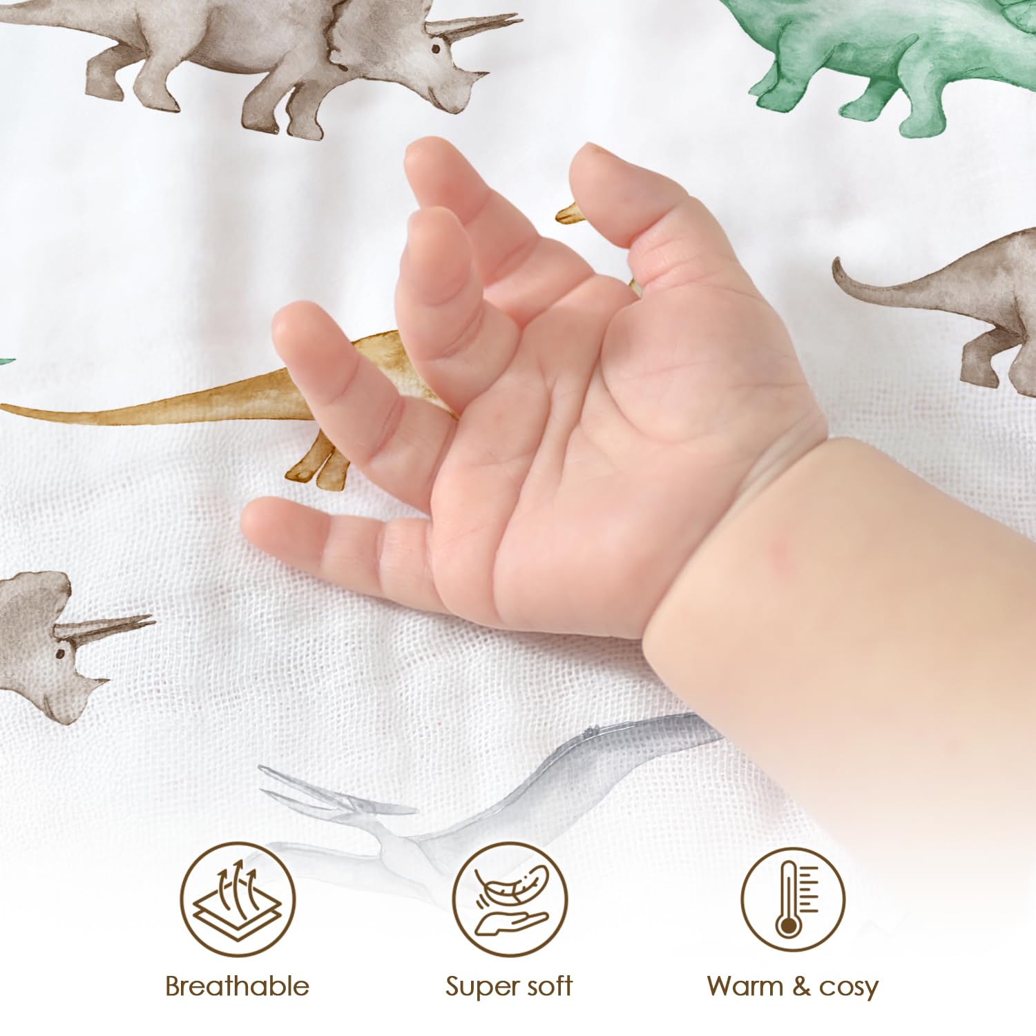 SANDJEST Dinosaur blanket in crib use demonstrates versatile size.
