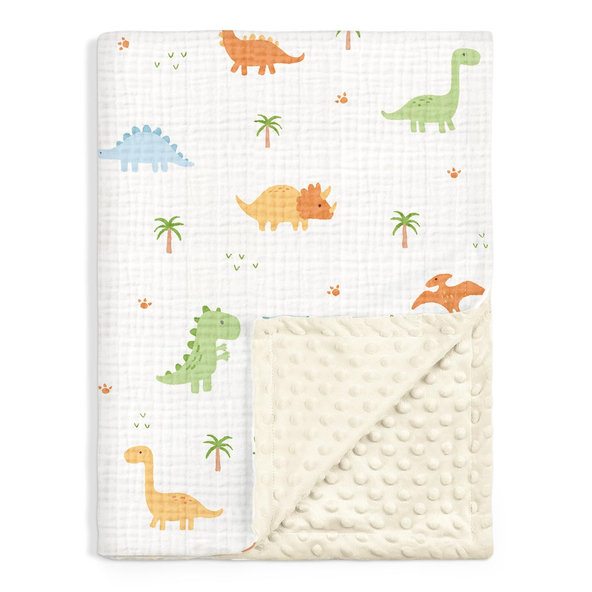 Sandjest Dinosaur Blanket in crib scene offers cozy nursery comfort