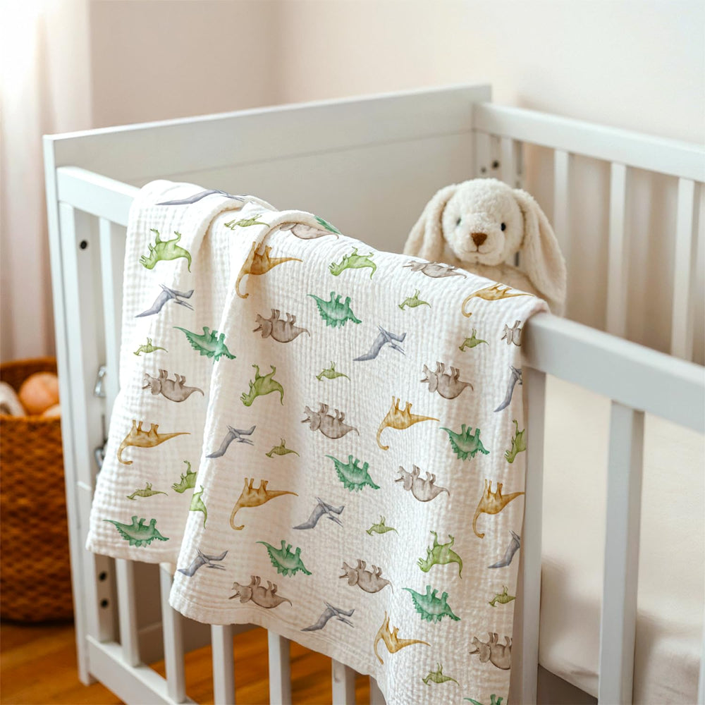 SANDJEST Dinosaur blanket as nursing cover offers discreet, soft shielding.