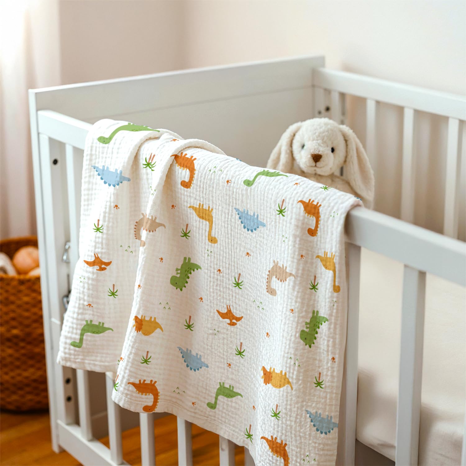 Sandjest Dinosaur Blanket acts as a stroller cover for shade and calm outings