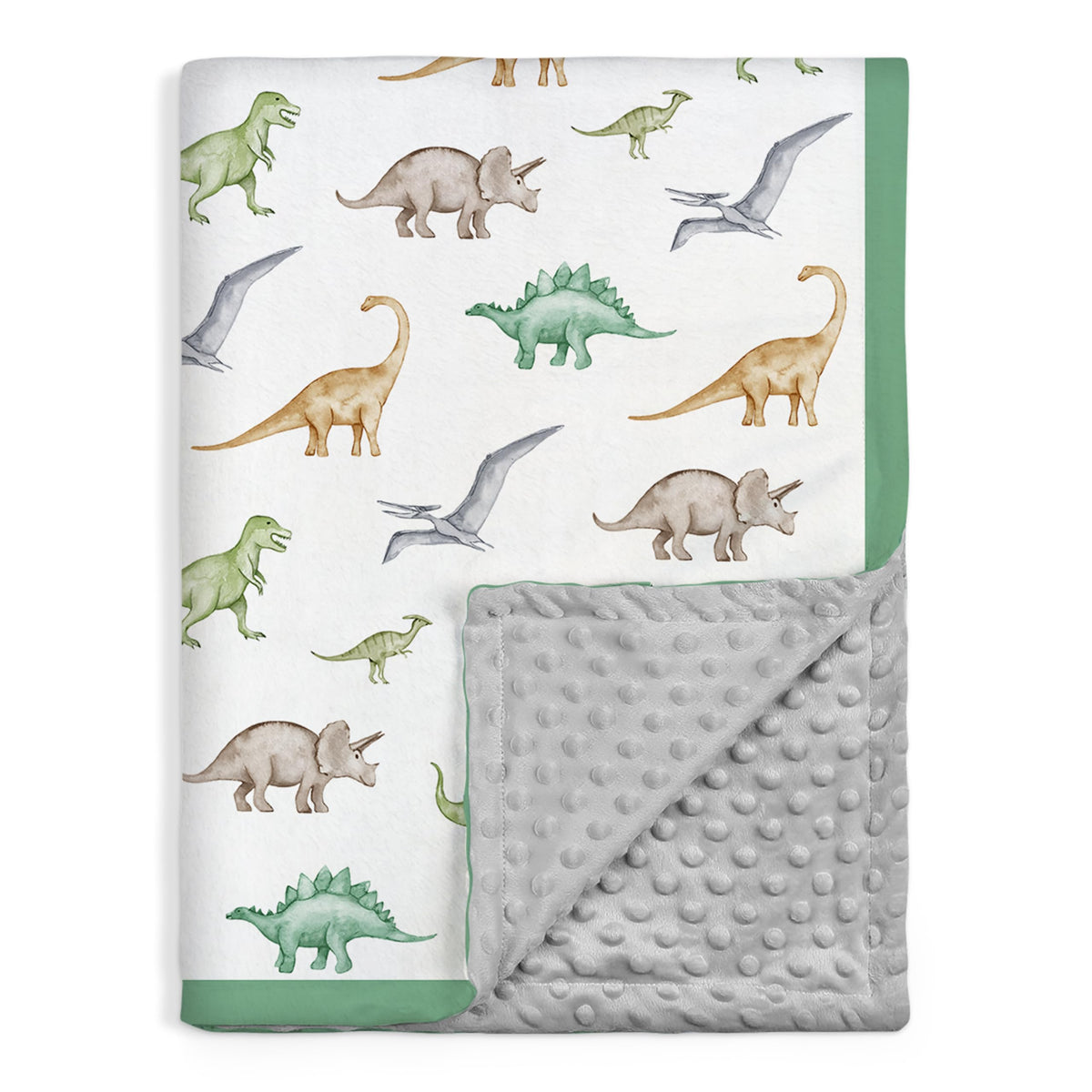 SANDJEST dinosaurs blanket close-up fabric texture for bedtime.