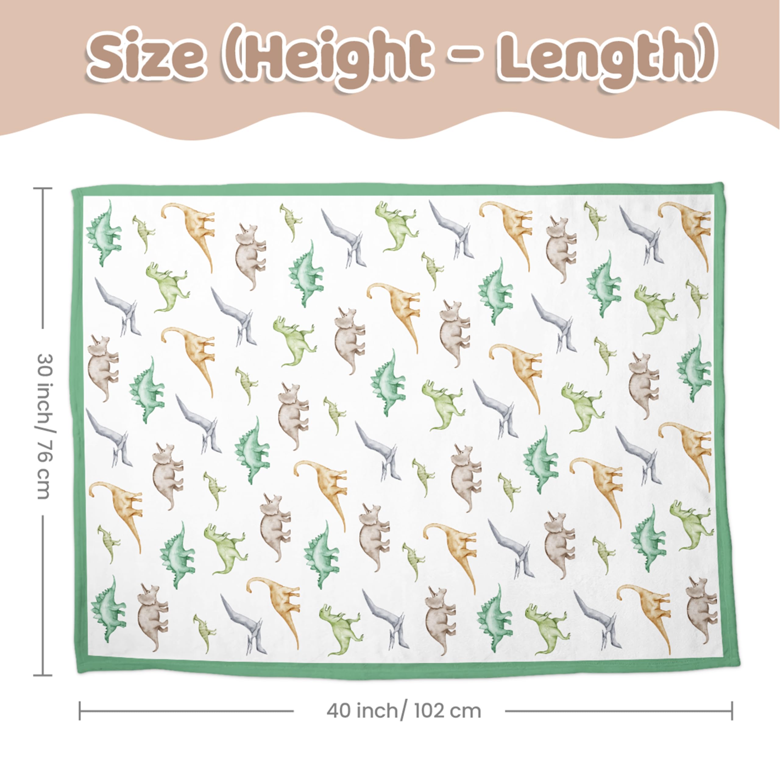 SANDJEST dinosaurs blanket laid flat for travel and stroller use.