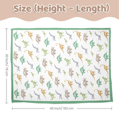 SANDJEST dinosaurs blanket laid flat for travel and stroller use.