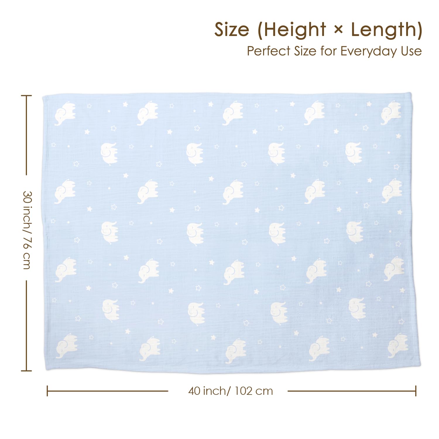SANDJEST elephant baby blanket 30x40 ideal for cribs and strollers.