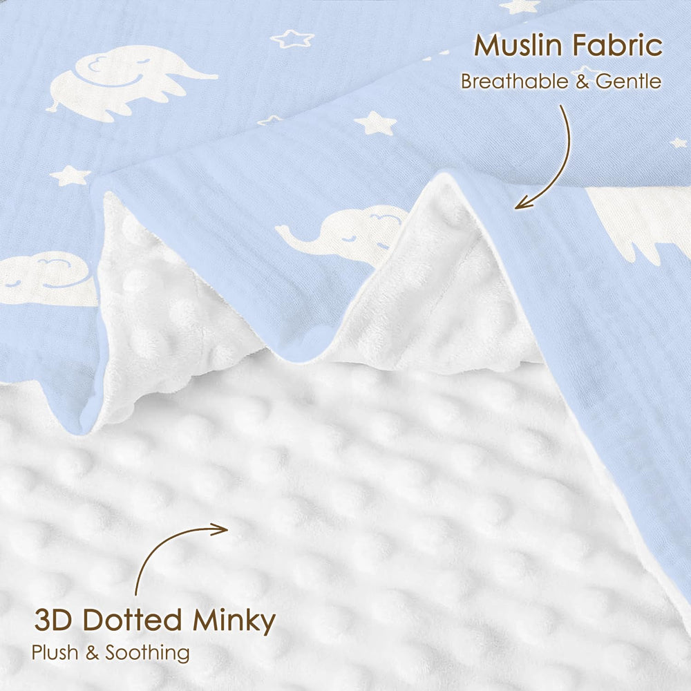 SANDJEST elephant blanket dotted fleece back adds warmth and cozy texture.