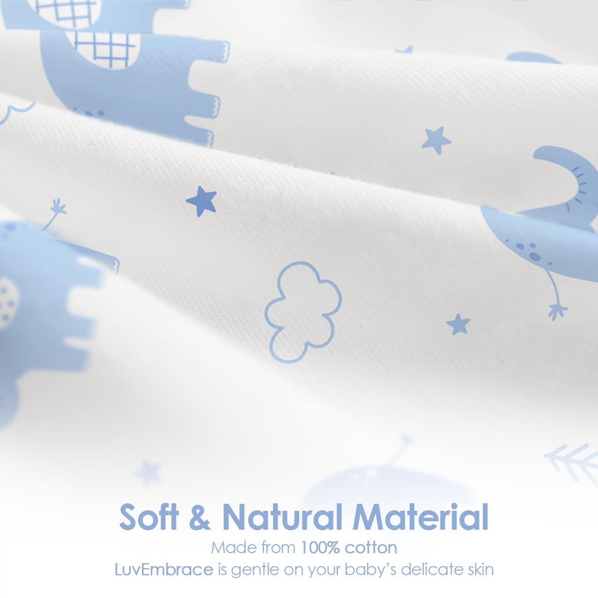 SANDJEST blue-checkered swaddle laid flat shows easy wrap for newborns.