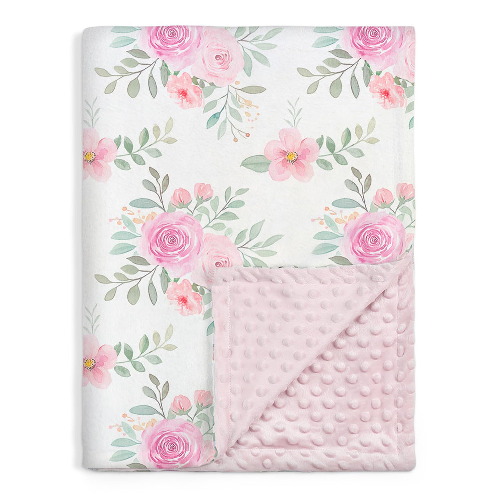 SANDJEST floral minky blanket 30x40 soft plush for cozy bedtime