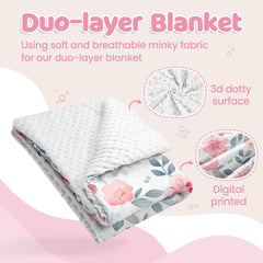Sandjest Floral Minky Blanket back dotted texture adds comforting touch.