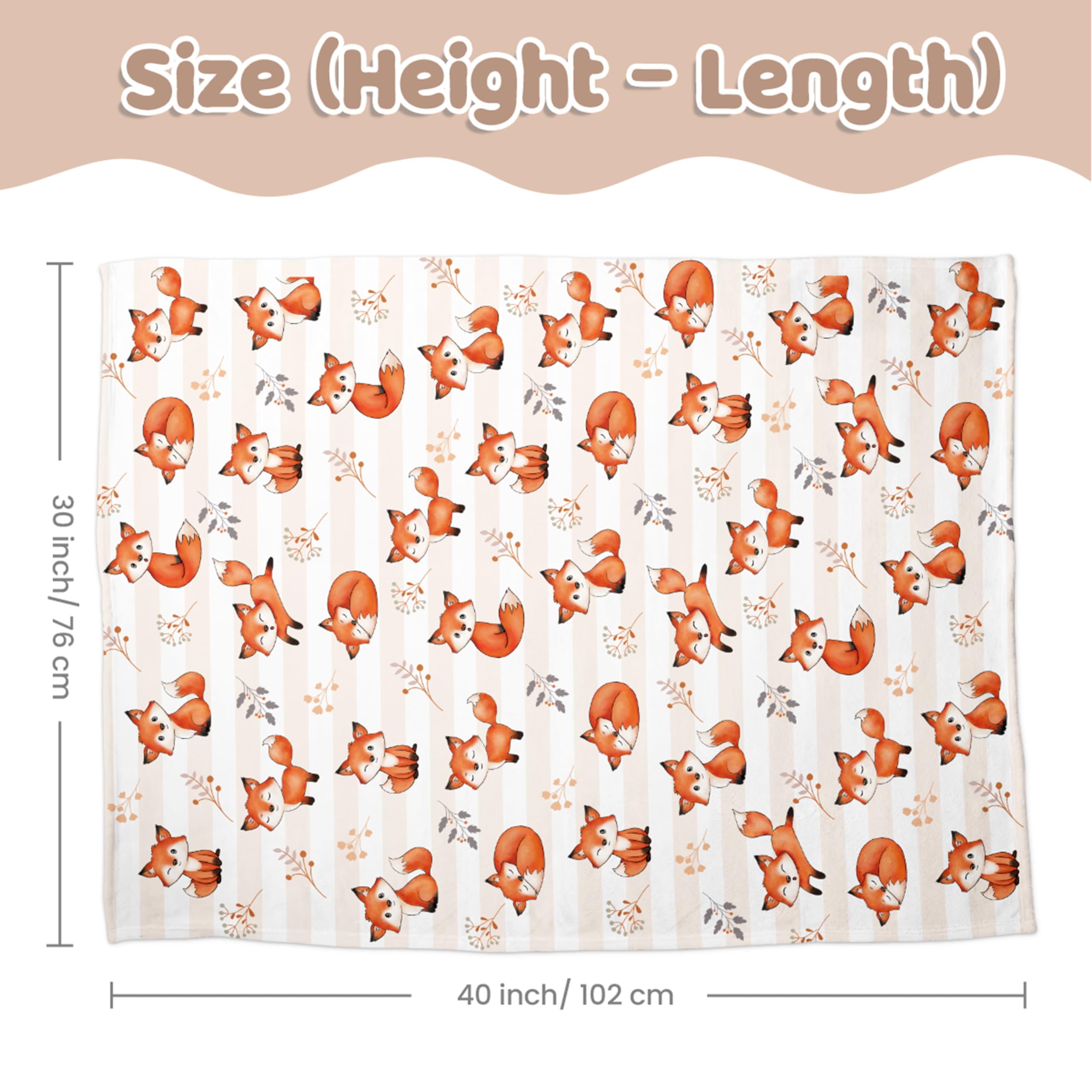 SANDJEST Fox Kid Blanket double-layer closeup shows soft minky and dotted backing