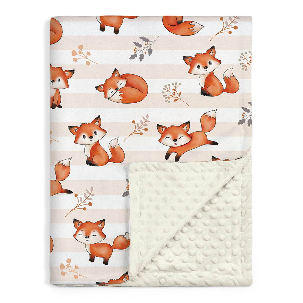 SANDJEST Fox Kid Blanket front view with vibrant colors for nap time