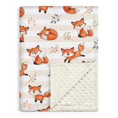 SANDJEST Fox Kid Blanket front view with vibrant colors for nap time
