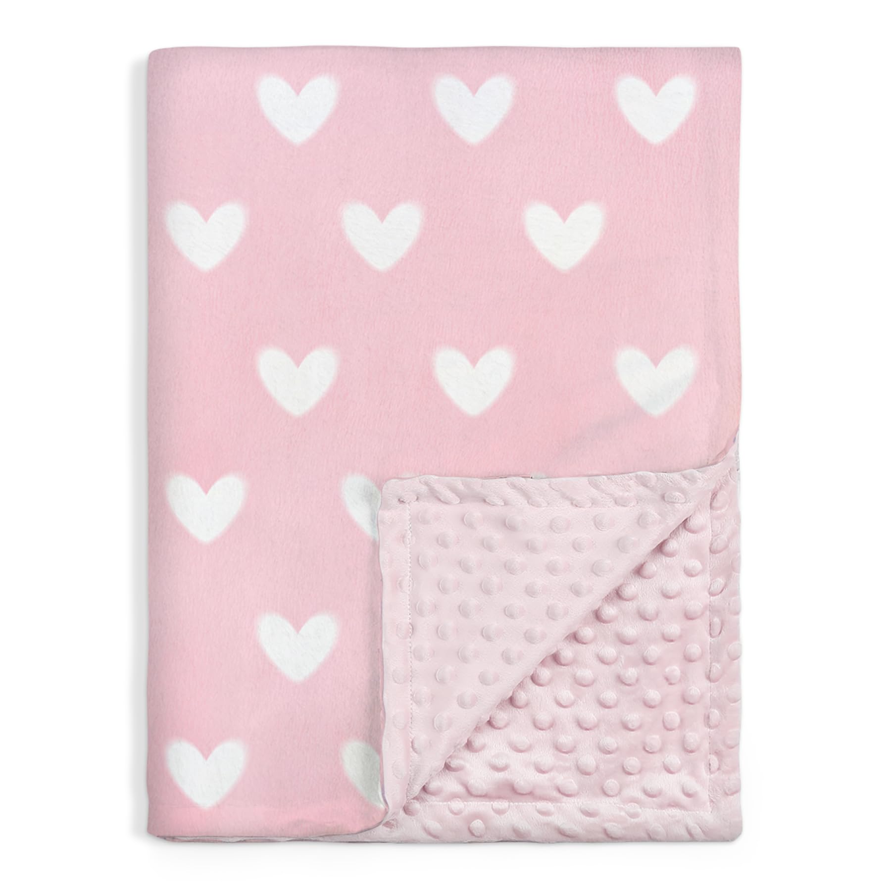SANDJEST Heart Minky Blanket front view shows soft plush surface for cozy cuddling