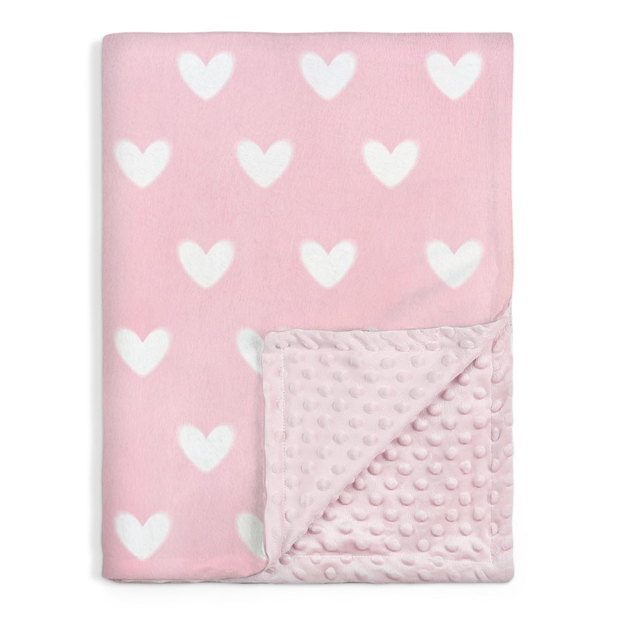 SANDJEST Heart Minky Blanket front view shows soft plush surface for cozy cuddling
