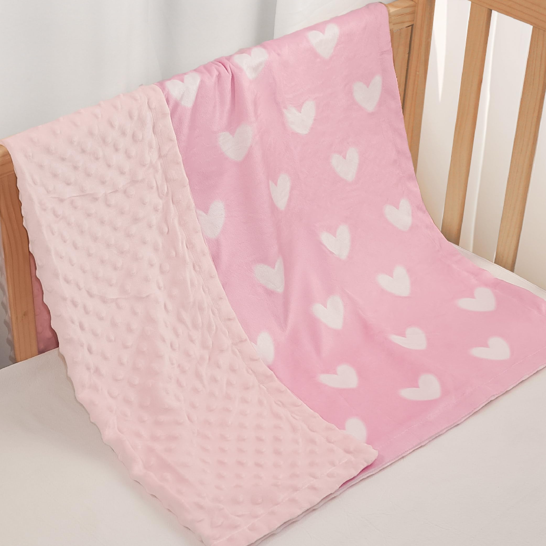 SANDJEST Heart Minky Blanket gift-ready presentation, great for baby showers or gifting