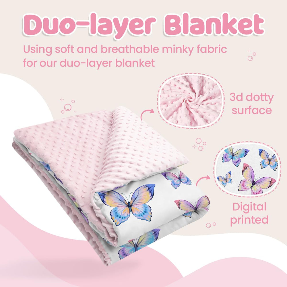 SANDJEST Kid Blanket back with 3D dotted texture for tactile interest.