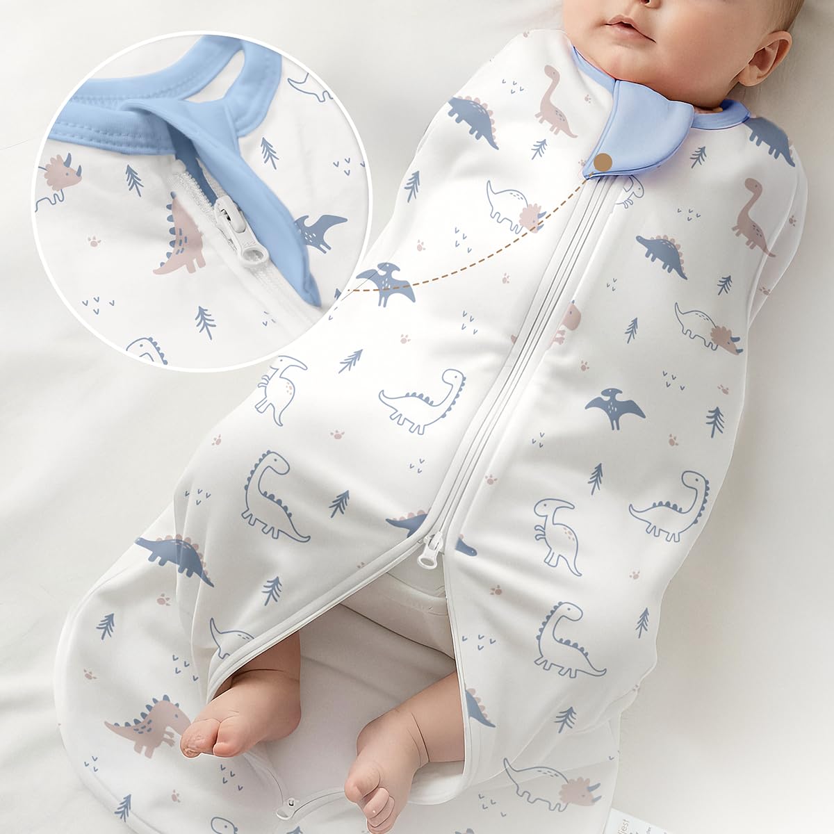 SANDJEST 20x8.75 inch swaddle dimensions shown for newborns