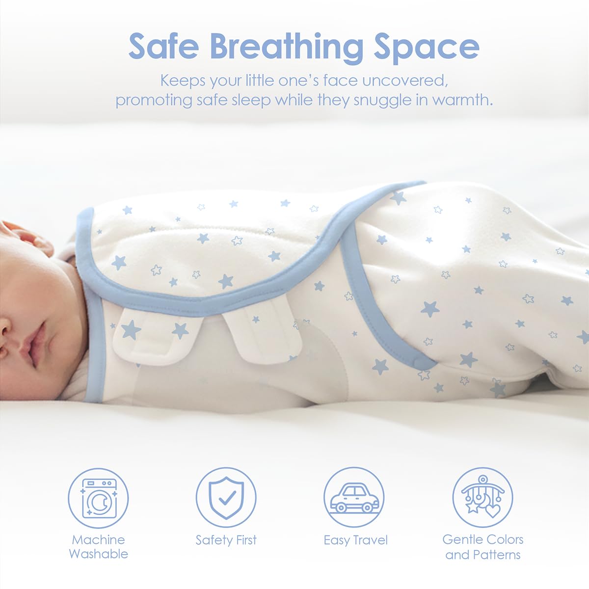SANDJEST Newborn Wearable Blanket delivers snug-fit swaddling and secure coverage