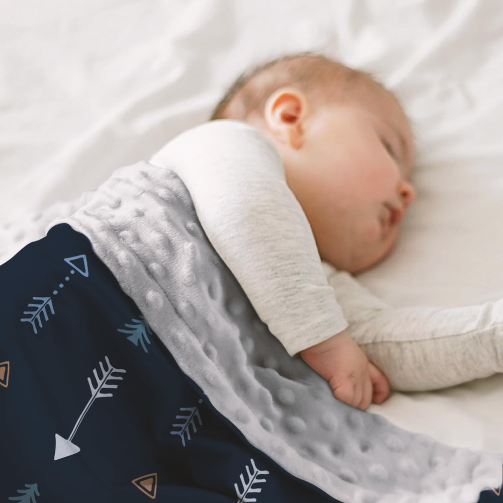 SANDJEST nursery-scene-blanket adds cheerful color to crib setting