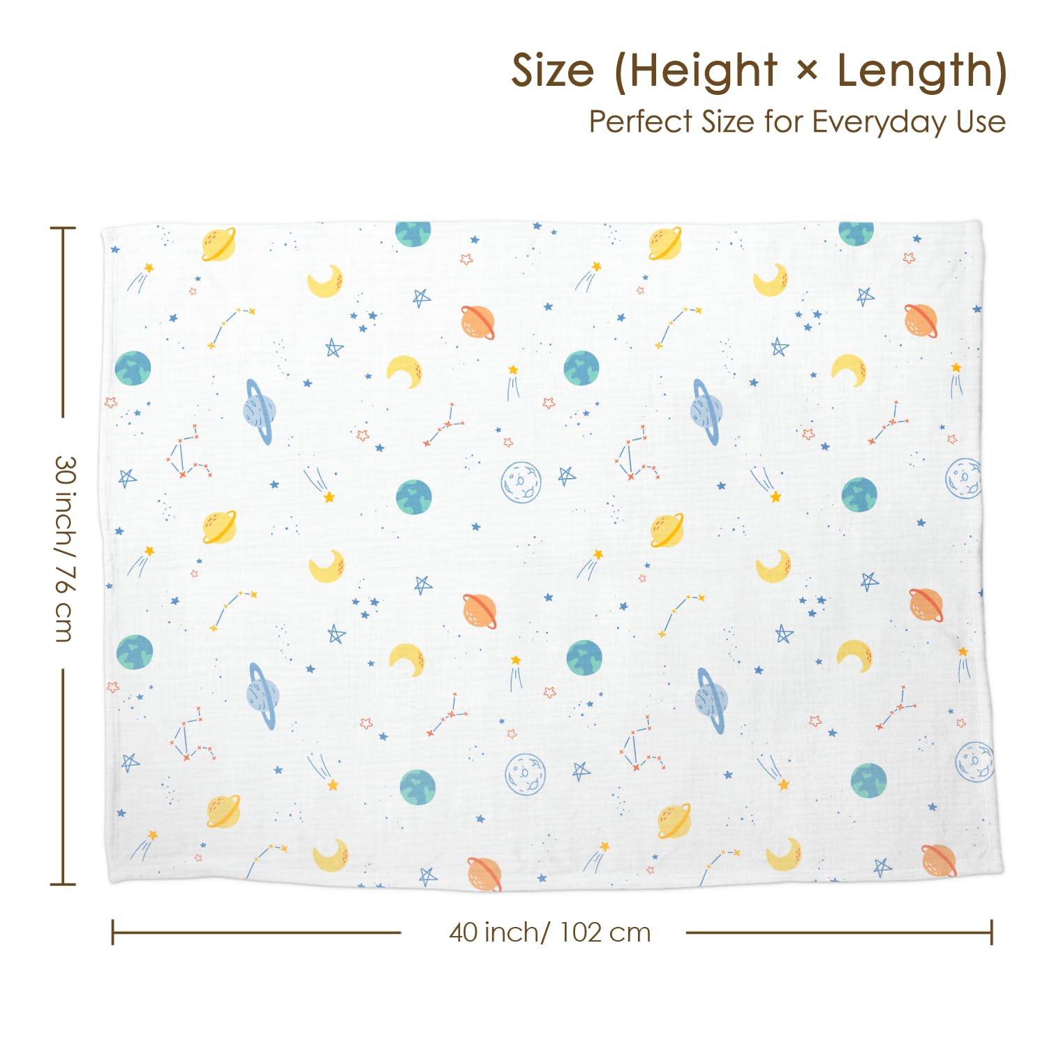 SANDJEST outer-space-blanket-double-sided-muslin focuses on breathable muslin cotton for warm days.