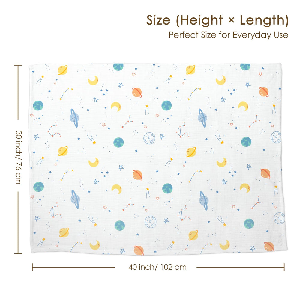 SANDJEST outer-space-blanket-double-sided-muslin focuses on breathable muslin cotton for warm days.