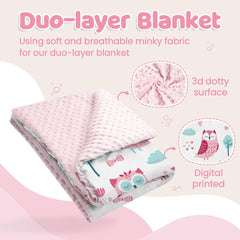 SANDJEST Owl Kid Blanket dotted back adds playful texture and comfort