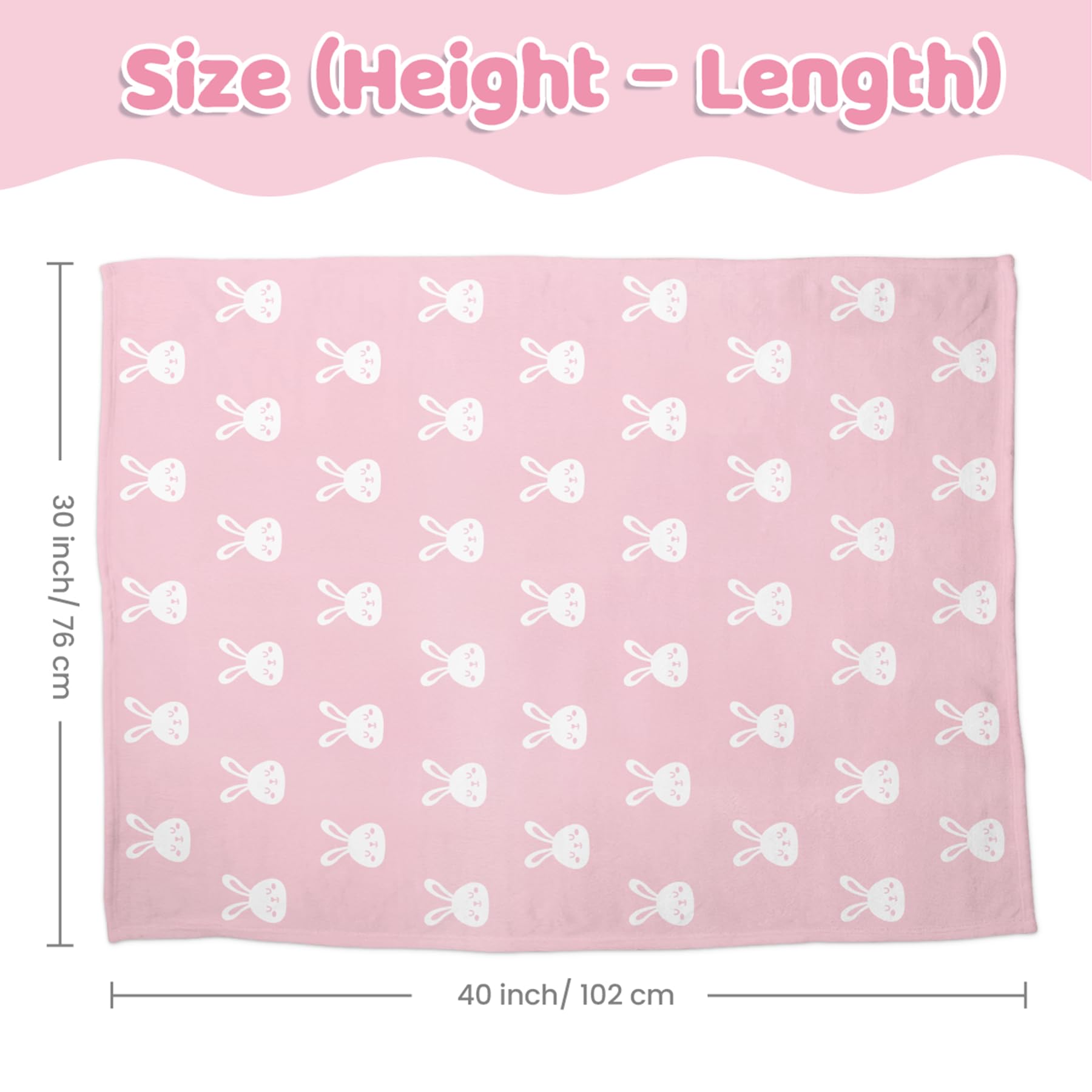 SANDJEST Rabbit Minky blanket measures 30x40 inches for newborns and travel.