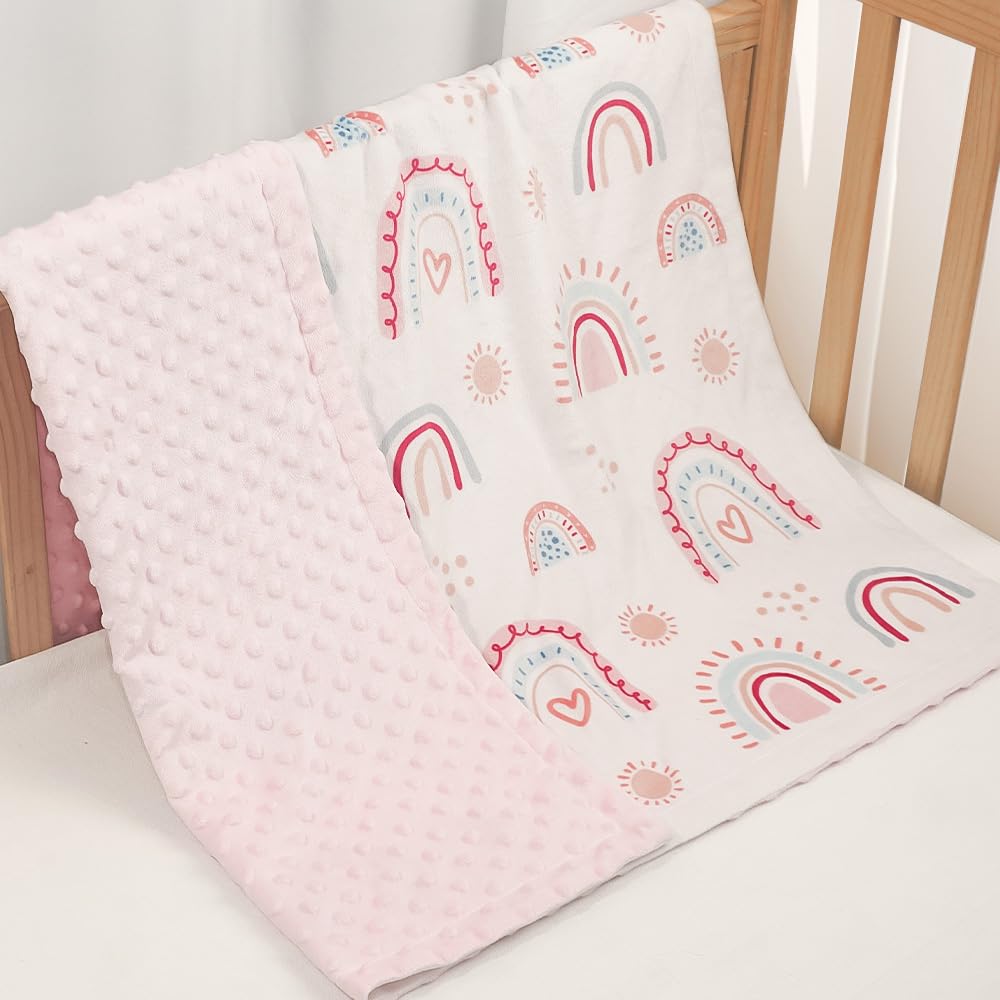 SANDJEST Rainbow Kid Blanket complements nursery decor with soft, vibrant color.