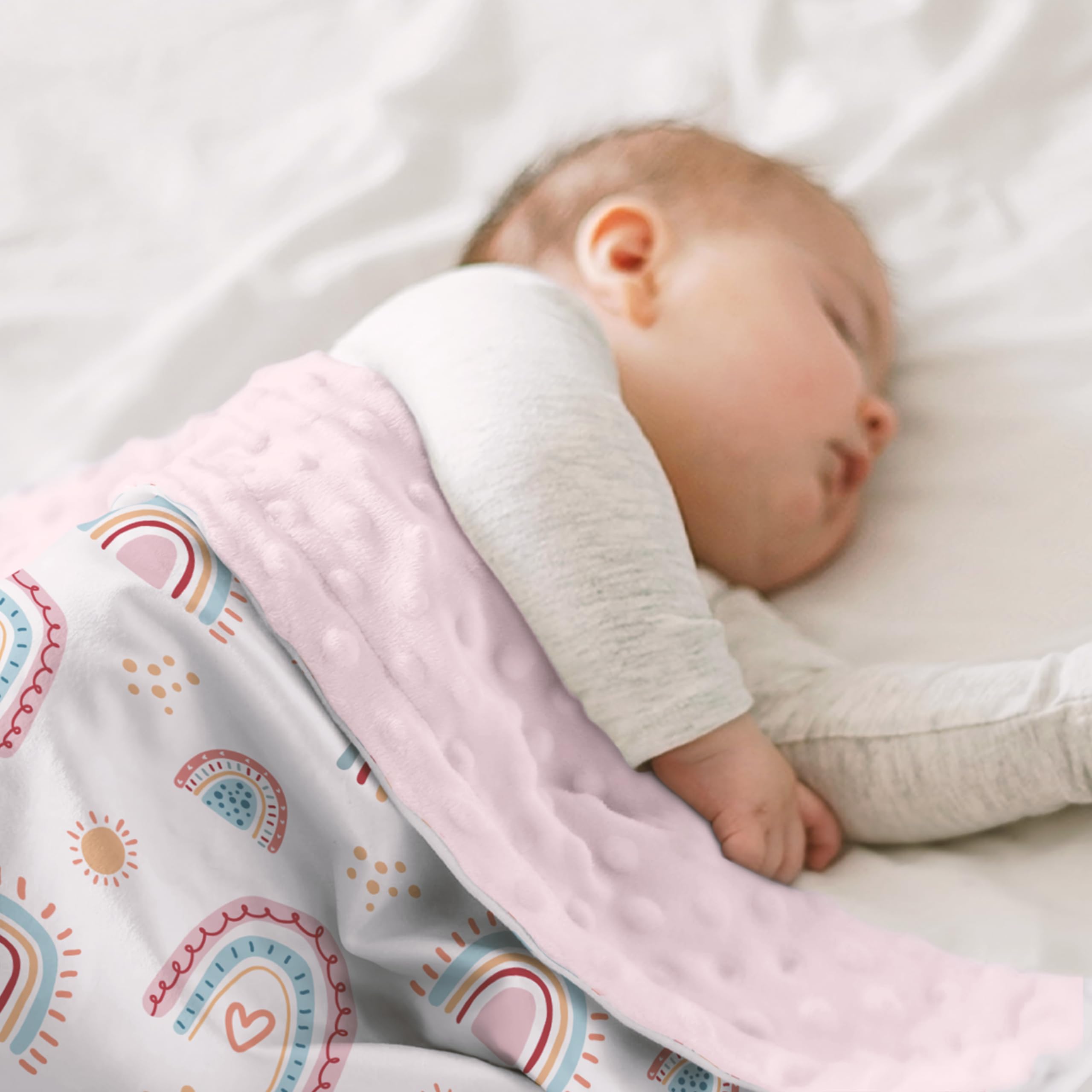 SANDJEST Rainbow Kid Blanket two-sides design offers different tactile experiences.