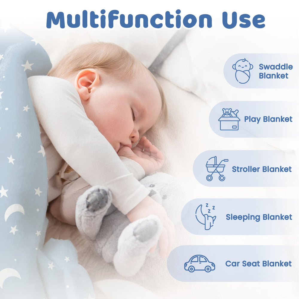 SANDJEST Star Baby Blanket compatible with burp cloth setups for quick cleanup.