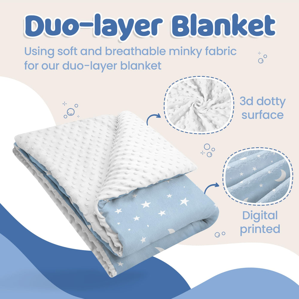SANDJEST Star Baby Blanket dotted back highlights breathable texture for year-round use.