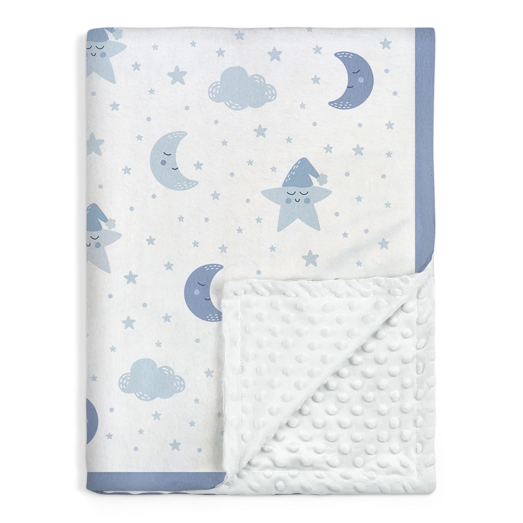 sandjest star baby blanket left-side smooth fabric supports soothing sleep.