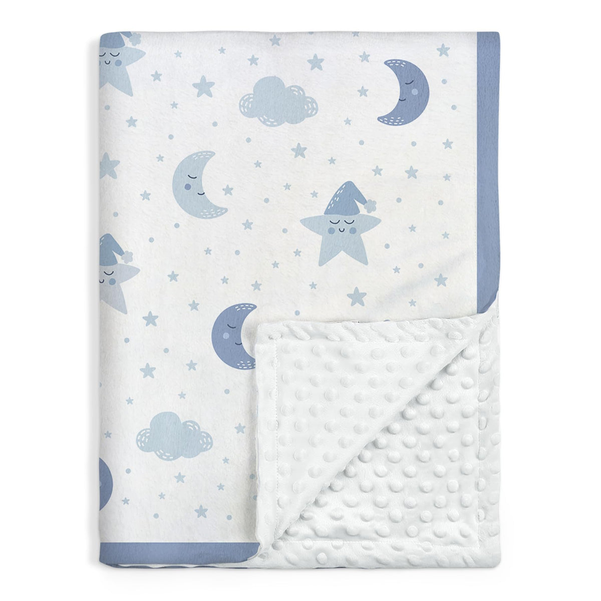 sandjest star baby blanket left-side smooth fabric supports soothing sleep.