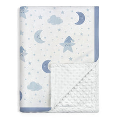 sandjest star baby blanket left-side smooth fabric supports soothing sleep.