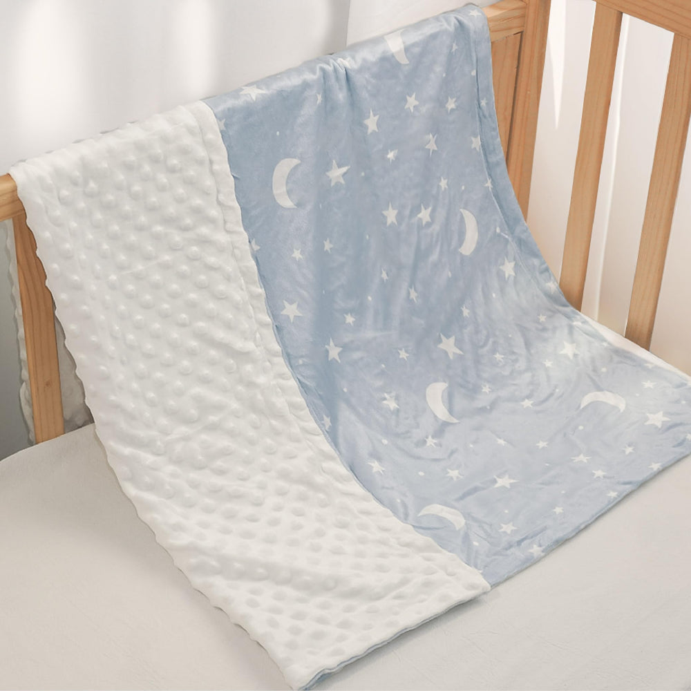 SANDJEST Star Baby Blanket in nursery creates a colorful, calming sleep space.