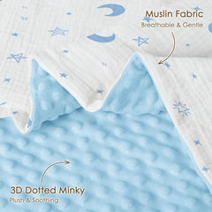 Sandjest Star Moon blanket back view with dotted fleece for cozy warmth on outings