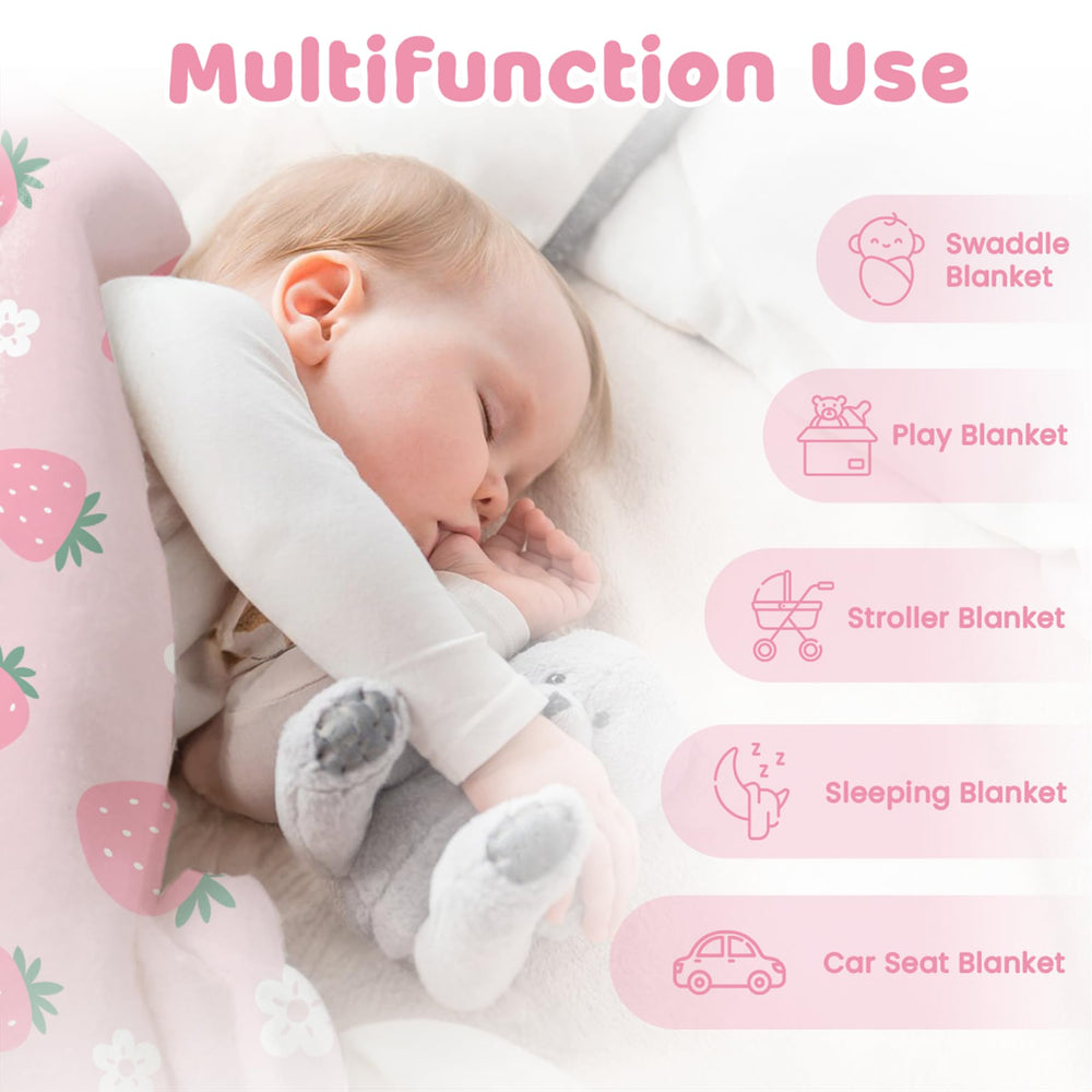 SANDJEST Strawberry Minky Blanket gift set — ideal baby shower or Christmas gift.
