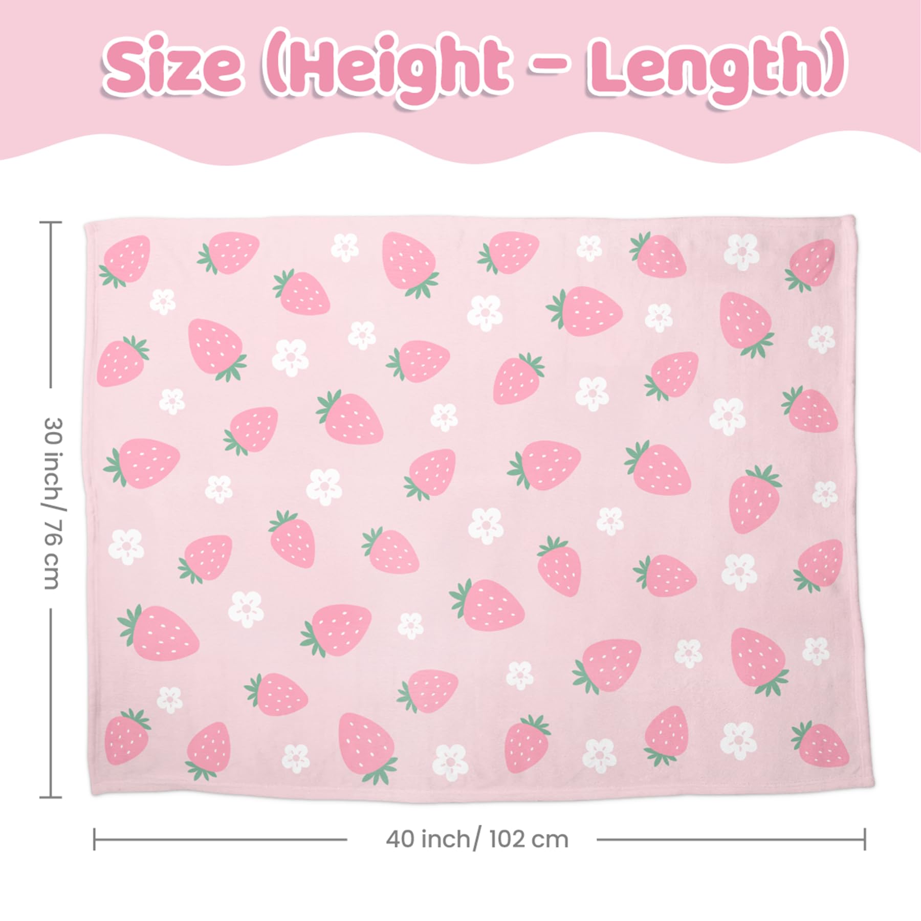 SANDJEST Strawberry Minky Blanket travel — easy care on the go.
