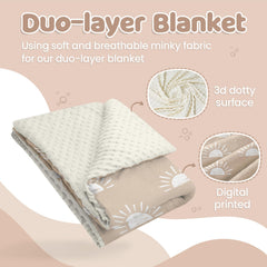 SANDJEST Sun Minky blanket dotted back closeup highlights plush texture for soothing babies.